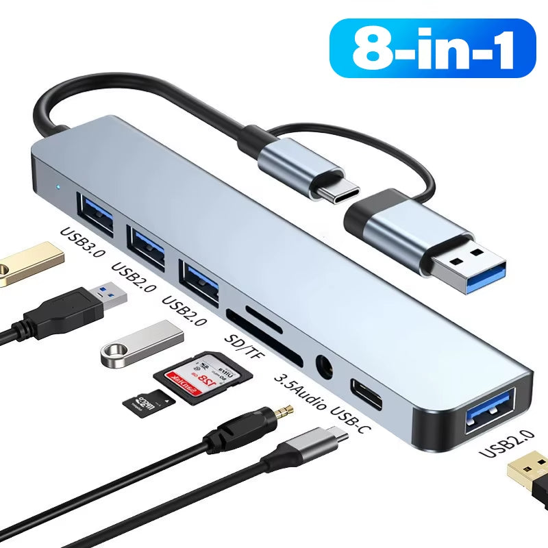 8-In-1 Usb Hub 3.1 Docking Station External Graphics Card for Laptops Multi-Hub C Usb Type C Dock Station 5Gbps TF SD Reader