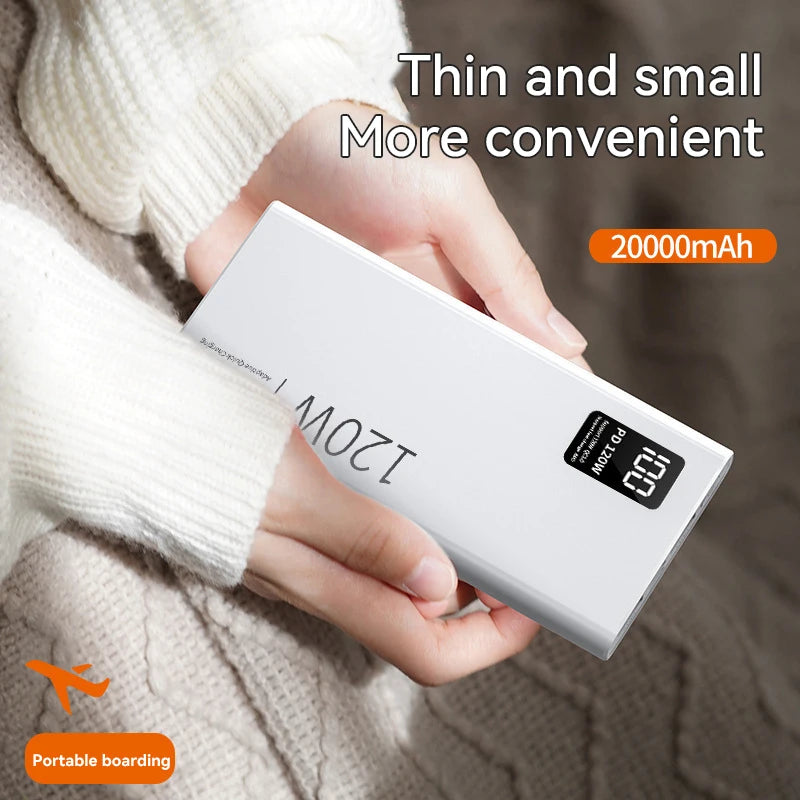 200000Mah Power Bank Ultralarge Capacity 120W Super Fast Charging Portable Digital Display External Batter Powerbank Hot
