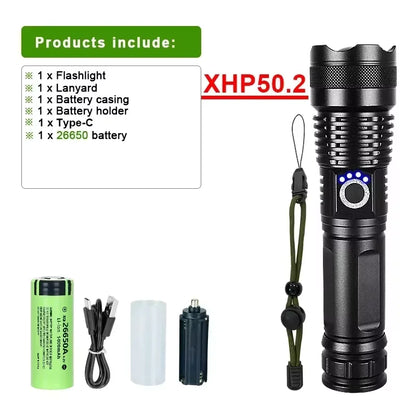 High Power LED Flashlight Super Bright Rechargeable Flashlight Portable Ultra Power Torch Lighting Outdoor Emergency Use