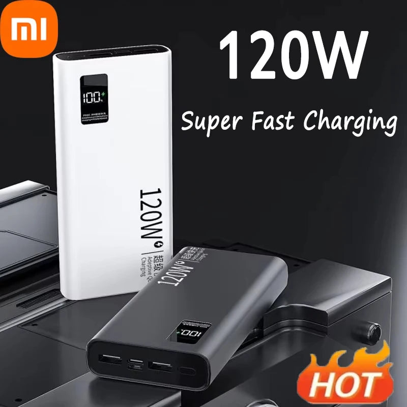 200000Mah Power Bank Ultralarge Capacity 120W Super Fast Charging Portable Digital Display External Batter Powerbank Hot