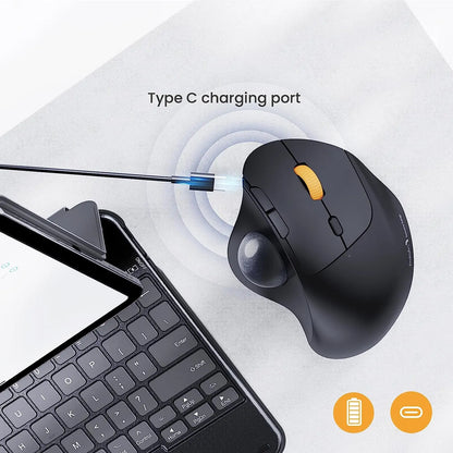 Protoarc Wireless Trackball Mouse 2.4G Ergonomic Rollerball Mouse Rechargeable Bluetooth Computer Mice 3 Device Connection