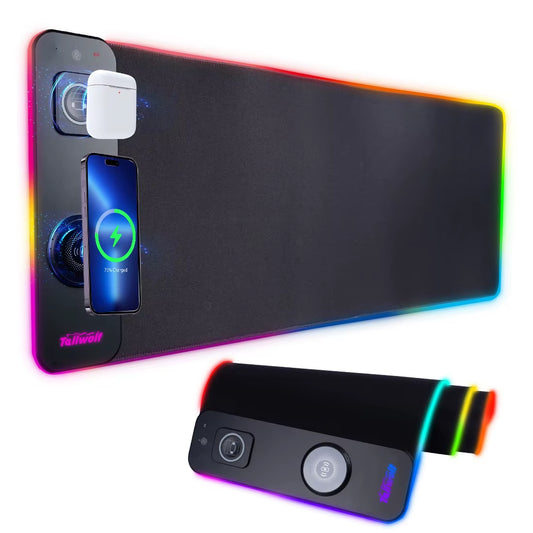 Wireless Charging RGB Luminous Mouse Pad Charger Phone Gaming Mousepad Desktop PC Laptop Computer Plate Mouse Mat Desktop Pad